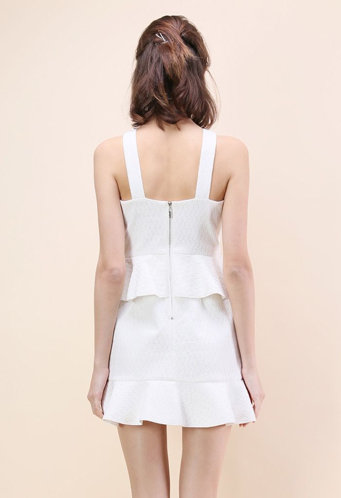 ティアードフリル裾付きドレス/ホワイト