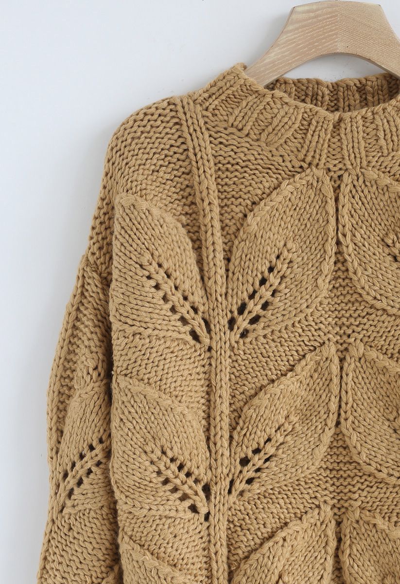 手編みドロップショルダーセーター