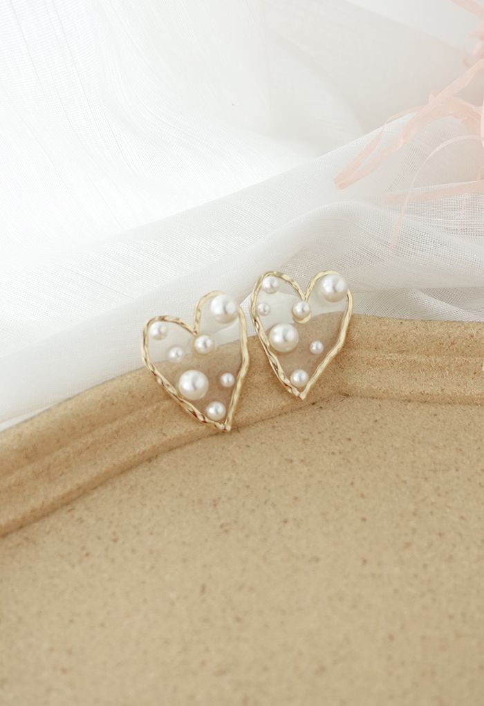 Pearl Trimmed Heart Earrings