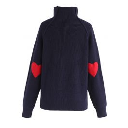 Chicwish heart 2024 sweater navy