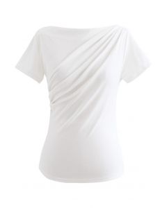 フロントギャザーTシャツ ホワイト