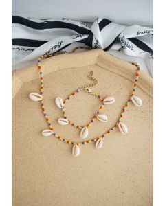 Shell Beads Chain Necklace and Bracelet Set