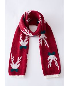 Christmas Vibe Elk Antler Knit Scarf