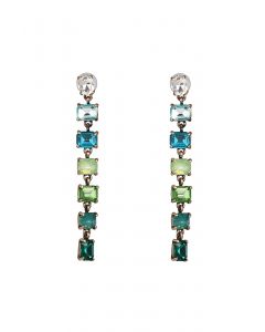 Ombre Rectangle Crystal Earrings in Green