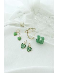 5 Pairs Jade Green Crystal Earrings
