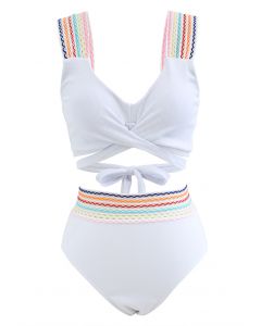 Colorful Wavy Ribbed Bikini Set