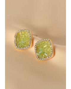 Light Green Rhinestone Trim Earrings