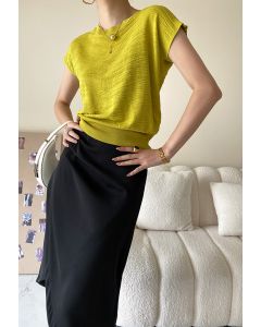 Short Sleeve Textured Knit Top in Yellow