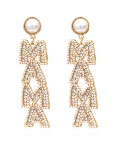 MAMA Luxurious Diamond Pearl Earrings