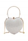 Gleaming Heart Shape Clutch Handbag in Silver