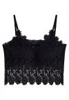 Exquisite Floral Crochet Bra Top in Black