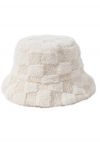 Check Fuzzy Bucket Hat in Cream