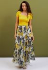 Joyful Yellow Rose Chiffon Maxi Skirt