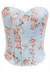 Floral Printed Corset Bustier Top in Baby Blue