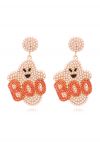 BOO Evil Ghost Pearl Earrings in Orange