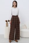 Throwback Plaid Wide-Leg Pants in Berry