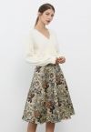 Antique Floral Jacquard A-Line Skirt