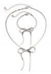 Bowknot Clavicle Chain and Bracelet Set in Silver