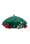 Christmas-Themed Wool-Blend Beret in Green