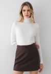 Softness Turtleneck Ribbed Texture Knit Top in White