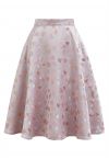 Sweet Love Glittering Jacquard Flare Midi Skirt