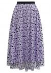 Endearing Velvet Heart Mesh Midi Skirt in Lilac