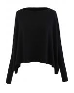 ソフトフレア裾ケープセーター　ブラック