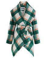 Plaid Pattern Rabato Coat in Green