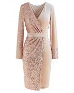 Dazzling Sequins Velvet Cocktail Dress in Rose Gold