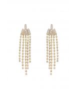 Gold Waterfall Diamond Tassel Drop Earrings