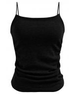 Versatile Ruched Knit Cami Top in Black