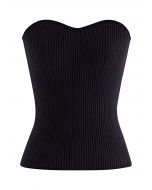 Rib Knit Bustier Tube Top in Black