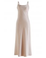 Double Straps Satin Cami Dress in Champagne