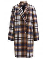 Charm Overload Brown Plaid Longline Coat