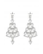 Full Rhinestone Christmas Tree Earrings in Silver