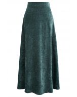 Midnight Glamour Velvet Maxi Skirt in Green