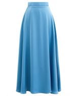 Timeless Elegance Satin A-Line Maxi Skirt in Blue