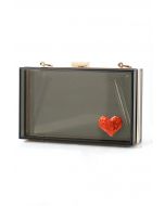 Red Heart Translucent Pearl Clutch in Black
