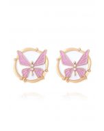 Metal Butterfly Oil Spilling Earrings in Lilac