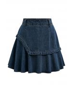 Distinctive Design Flare Denim Mini Skirt in Blue