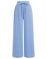 Lightweight Cotton Drawstring Pants in Blue