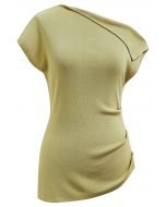 Asymmetric Folded Collar Knit Top in Pistachio