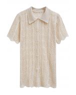 Boho Beach Crochet Buttoned Cover-Up in Cream