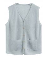 Button Down Patch Pocket Vest in Mint