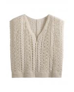 Intricate Crochet V-Neck Cropped Vest