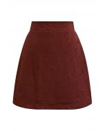 Embossed Rose Mini Bud Skirt in Burgundy