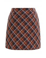 Falling for Plaid Mini Bud Skirt in Pumpkin