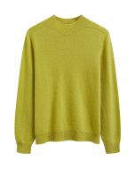 Heartwarming Mock Neck Long-Sleeve Wool Sweater in Lime