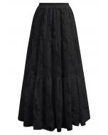 Make Your Day Floral Jacquard Maxi Skirt in Black