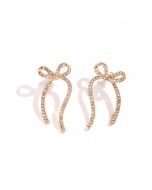 Rhinestone Insert Bowknot Earrings in Gold